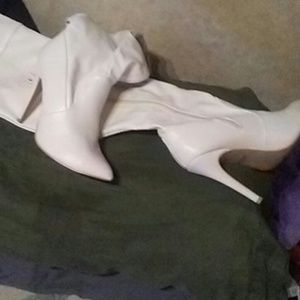 White thigh boots